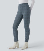 Halara Flex™ Pantalon skinny tailleur taille haute à motif pied-de-poule avec poches arrière