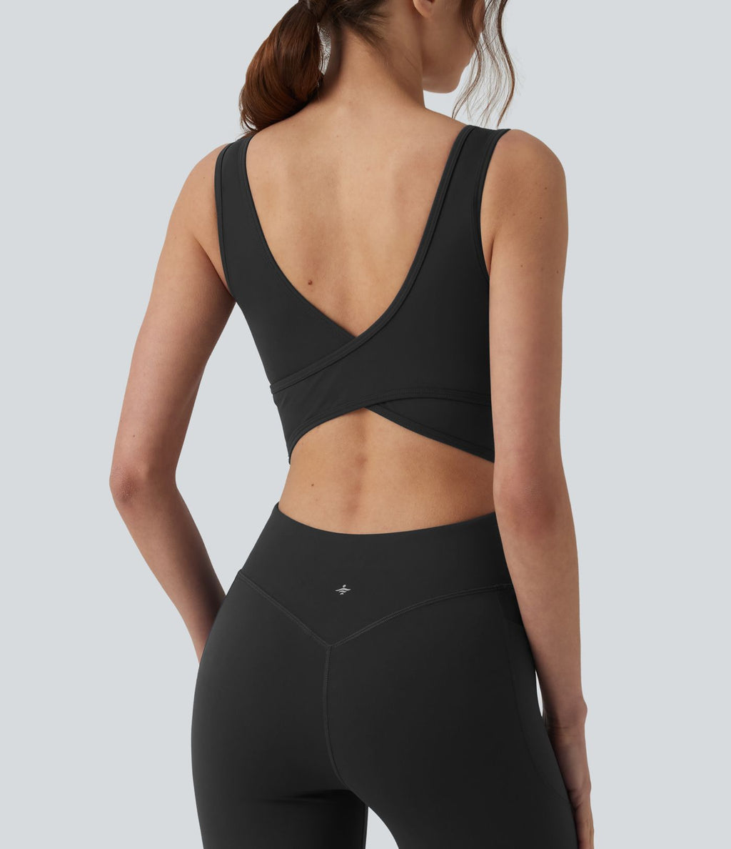 Combinaison d'entraînement Halara UltraSculpt™ gainante évasée avec coussinets fixes et poches - Édition Easy Peasy