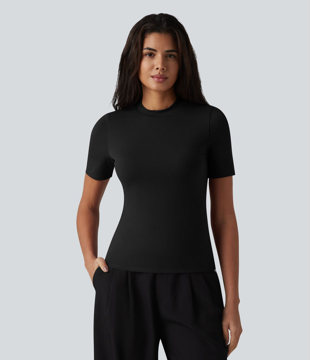 T-shirt col rond manches courtes avec brassière intégrée