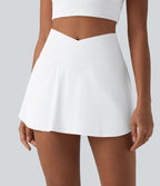 Jupe-short de tennis SoftlyZero™ Airy gainante croisée à effet frais InstantCool et poches, Lucid, protection solaire UPF50+