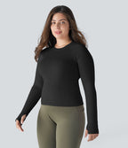 Top Sport de Yoga Solide à Trou pour le Pouce de Grande Taille