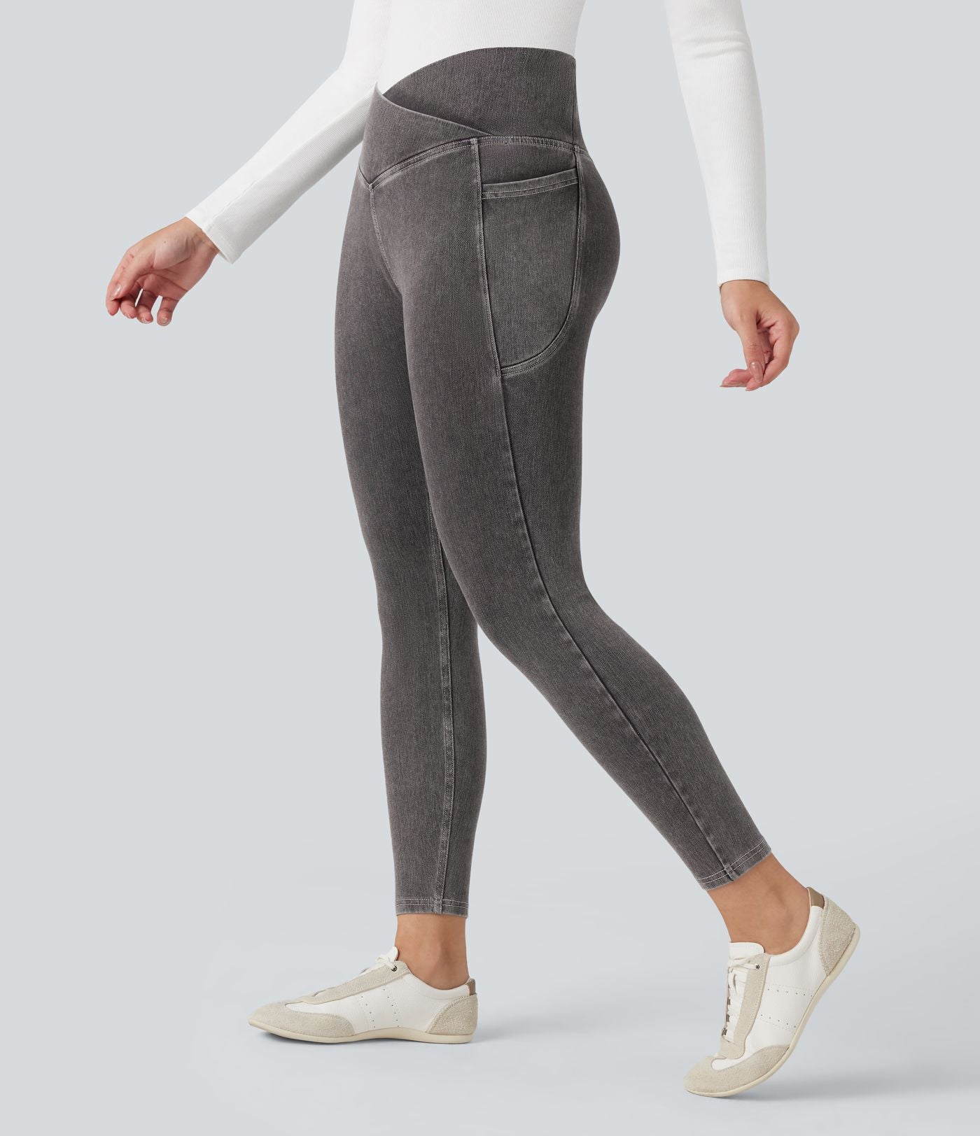 Halara Flex™ Jegging Travail Tricoté Extensible Lavé Poche Latérale Croisée