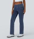 Jean bootcut décontracté Halara Flex™ taille basse avec poches arrière en maille extensible
