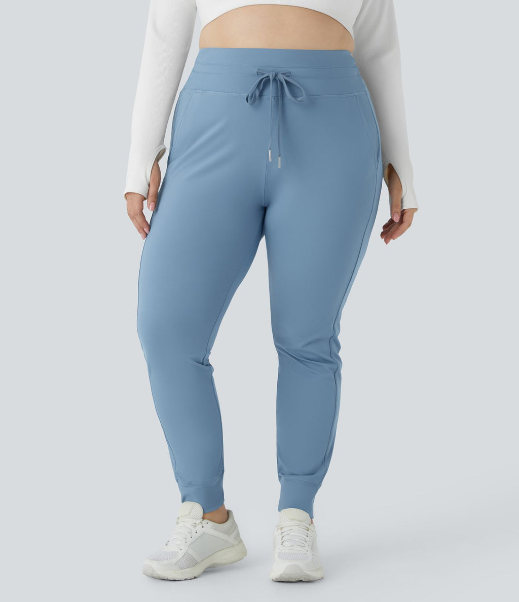 Jogging grande taille SoftlyZero™ Airy taille haute avec cordon de serrage poches latérales longueur complète effet frais InstantCool, protection solaire UPF50+