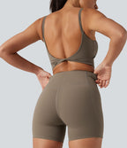Short cycliste de yoga gainant côtelé taille haute UltraSculpt™ 12,5 cm avec poches