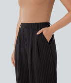 Pantalon Halara Flex™ tailleur à rayures et taille mi-haute avec poches latérales effet frais InstantCool