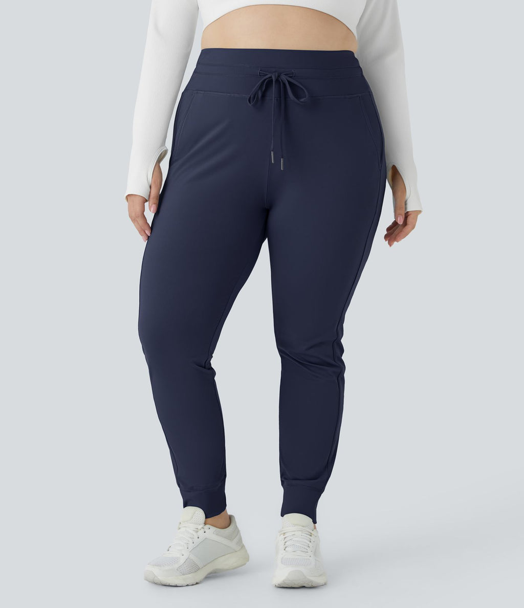 Jogging grande taille SoftlyZero™ Airy taille haute avec cordon de serrage poches latérales longueur complète effet frais InstantCool, protection solaire UPF50+