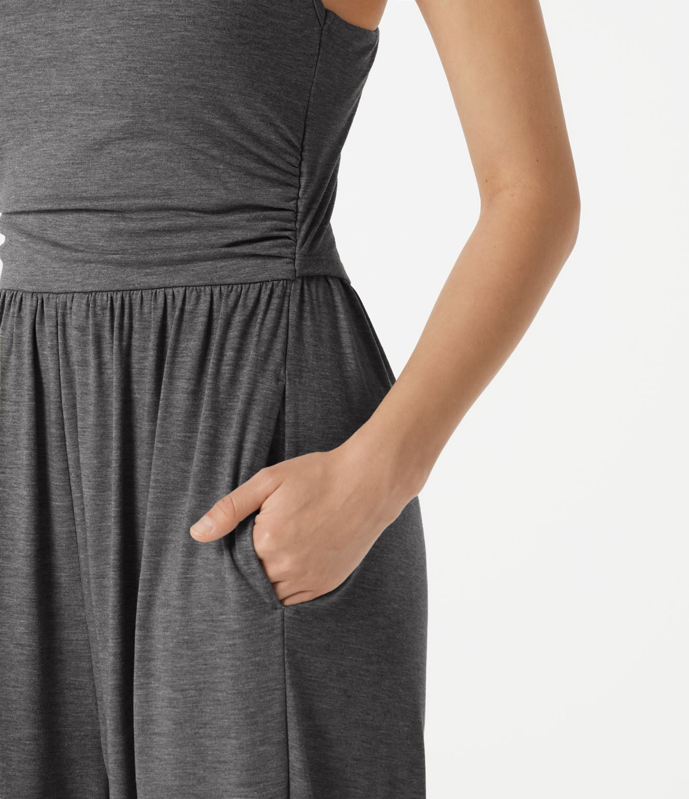 Combinaison jogging décontractée chinée à bretelles réglables, soutien-gorge intégré froncé et poches - Édition Easy Peasy