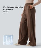 Jogging décontracté thermique large taille haute chiné séchage rapide avec finitions ondulées et poches - UPF40+