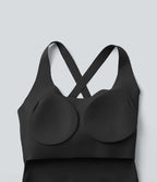 Crop top casual col U avec brassière intégrée — Bonnets B-E