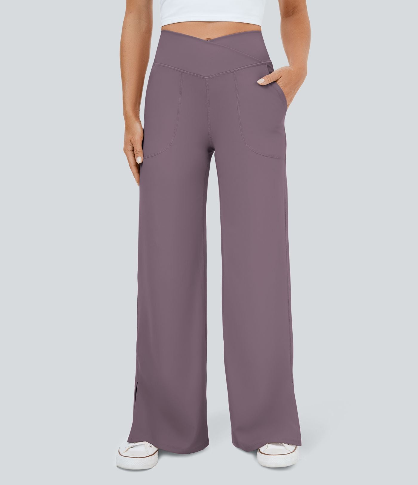 Pantalon yoga large croisé avec ourlet et poches DayStretch - Smile