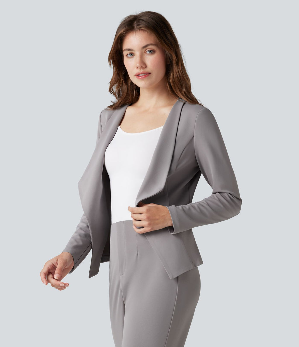 Blazer tailleur waterfall manches longues en crêpe