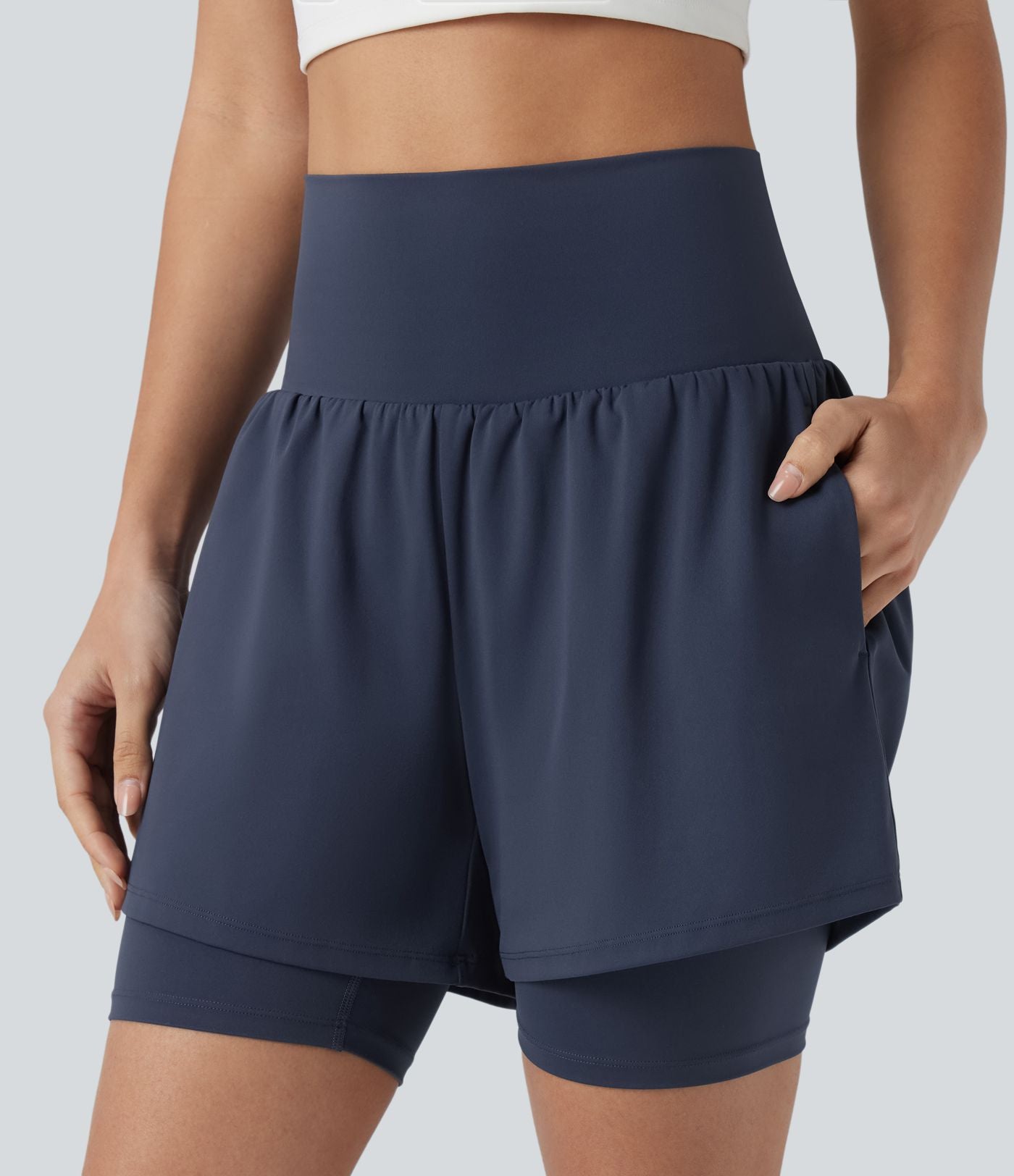 Short de yoga SoftlyZero™ Airy 2-en-1 taille ultra-haute effet frais InstantCool 17,5 cm avec poches