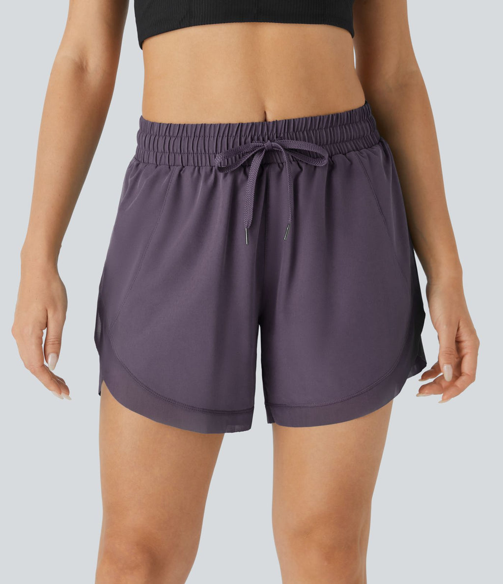 Short 12,5cm Running Fluide 2 en Taille Mi-Haut Cordon de Serrage Mesh Contrastant