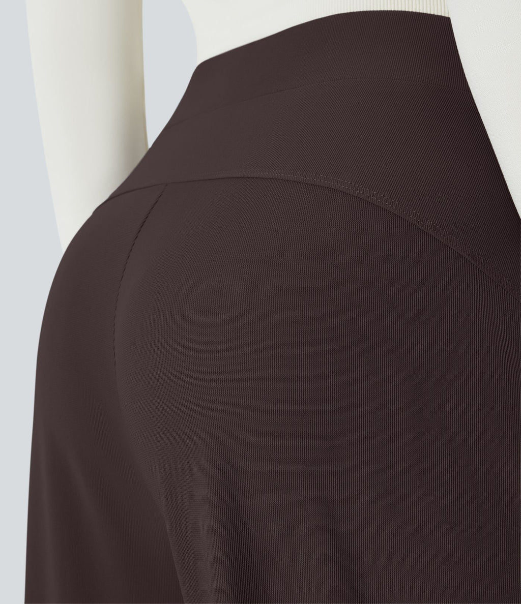 Halara Flex™ Pantalon Tailleur Évasé à Taille Haute Sculptant la Silhouette avec Poches Latérales Micro Waffle