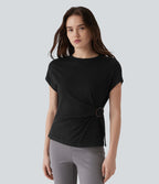 Top tailleur col rond manches courtes raglan