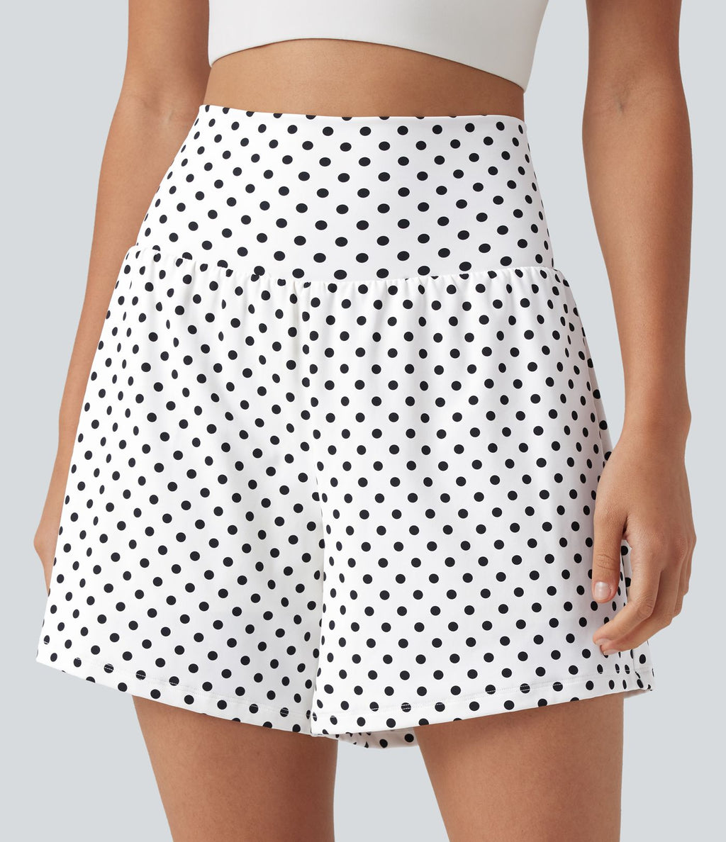 Short de yoga 2-en-1 taille haute 12,5 cm à pois avec poches