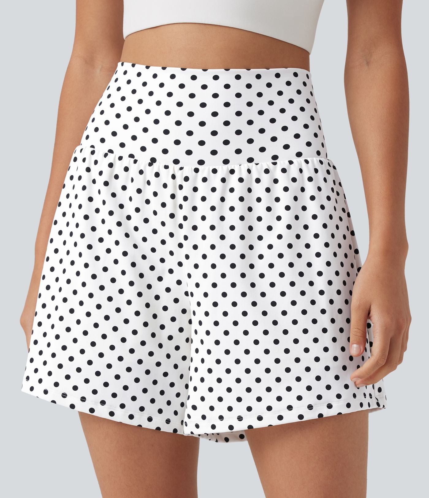Short de yoga 2-en-1 taille haute 12,5 cm à pois avec poches
