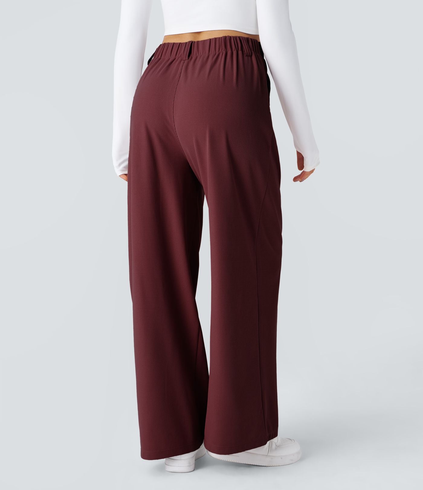 Pantalon Tailleur Large Fluide Halara Flex™ Gaufré Taille Haute Poches Latérales
