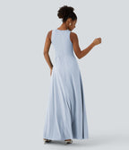 Combinaison Breezeful™ à séchage rapide pour demoiselles d'honneur et invitées de mariage, sans manches, avec fermeture éclair, poches latérales et détails contrastés
