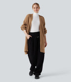 Cardigan long manches évêque avec fentes et découpes