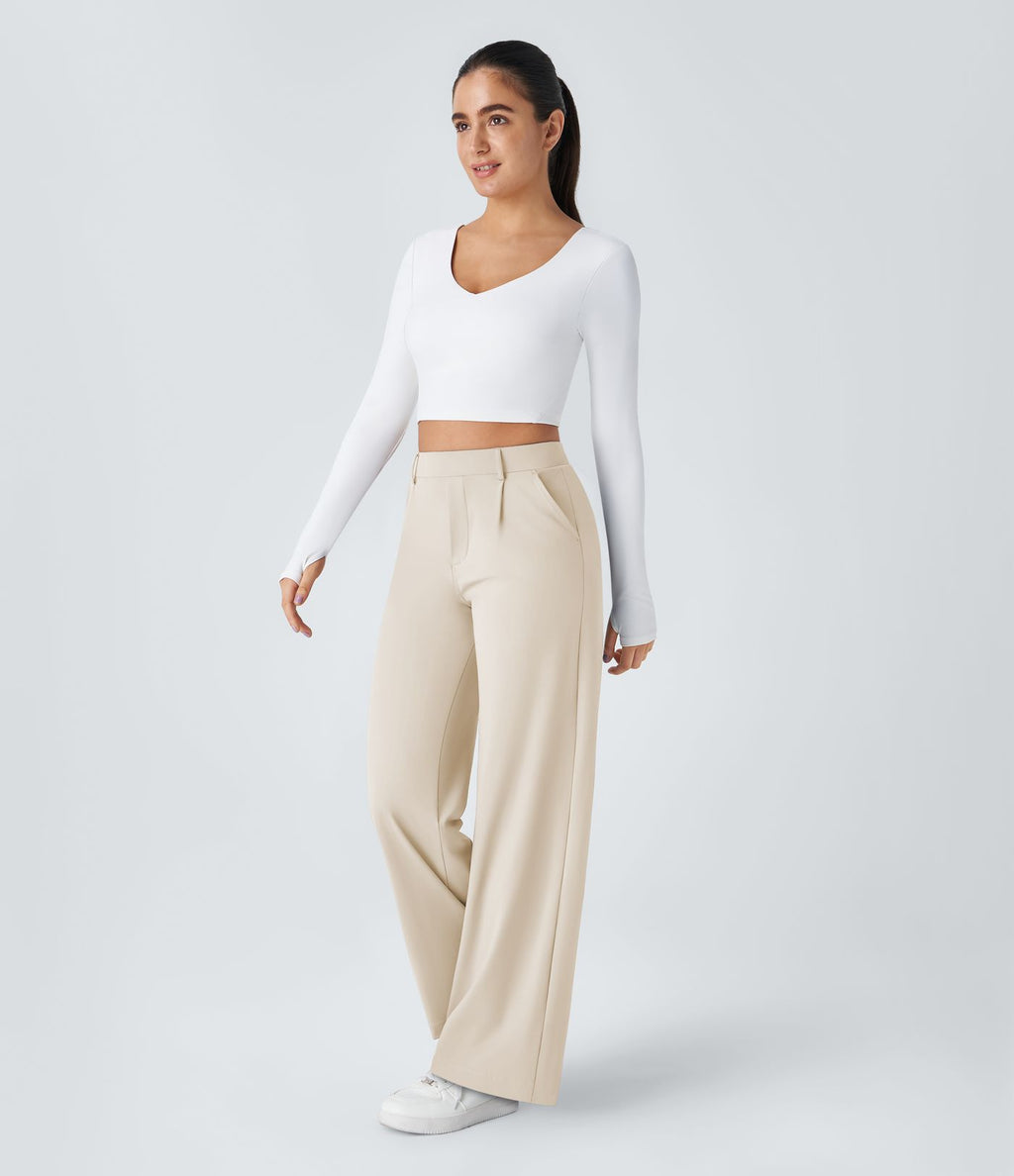 Pantalon tailleur Halara Flex™ DayStretch coupe droite taille haute avec poches