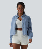 Halara Flex™ Chemise en denim col classique manches longues avec poche