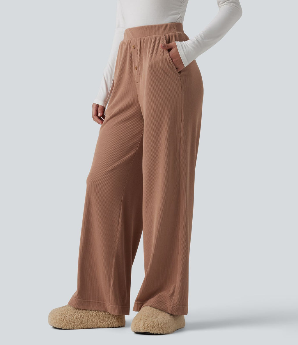 Pantalon de détente taille haute avec poches