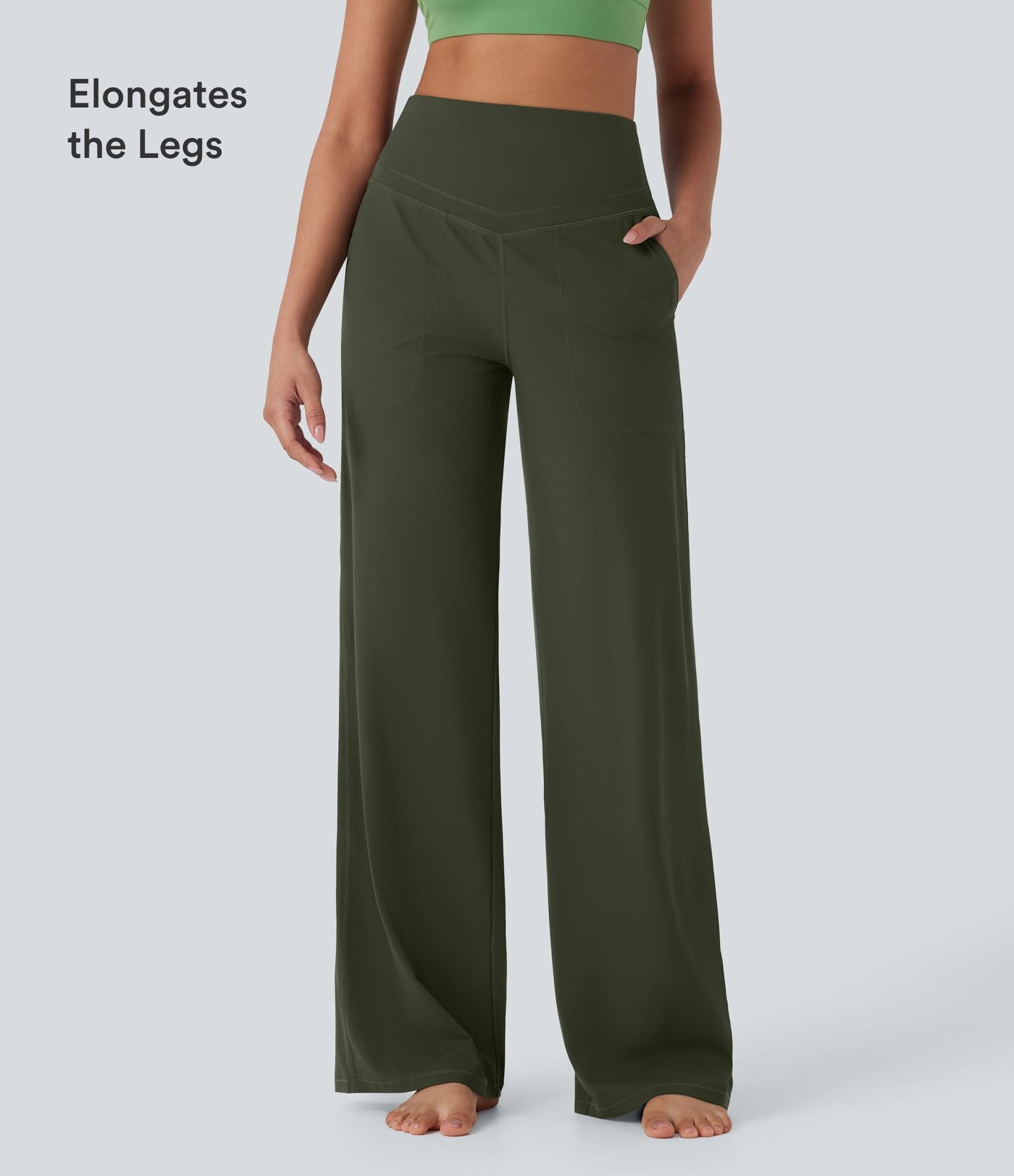 Pantalon de yoga droit gainant taille haute avec poches Halara UltraSculpt™