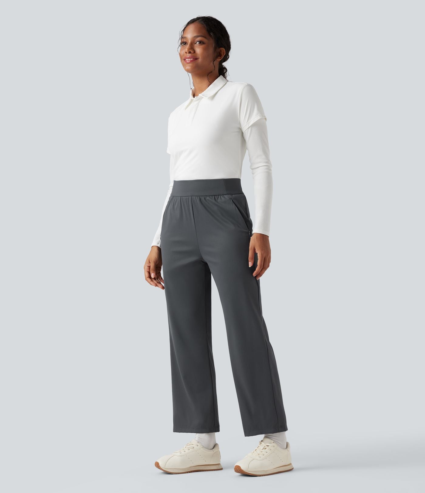 Pantalon de golf taille haute à coupe droite avec poches - Tee de golf