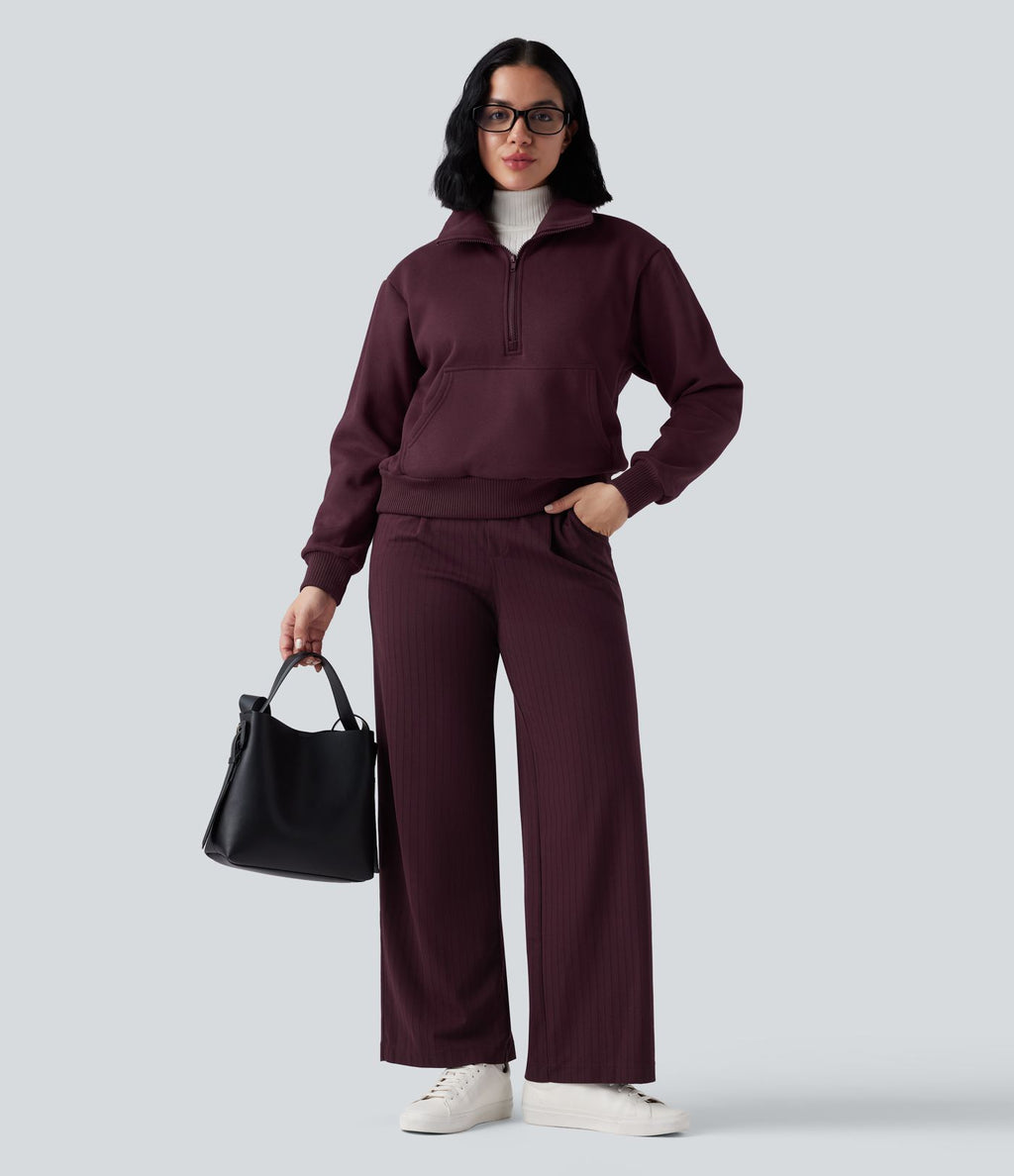 Pantalon Halara Flex™ tailleur droit taille haute rayé effet frais InstantCool avec poches