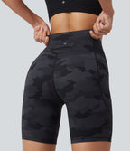 Short cycliste d'entraînement gainant taille haute UltraSculpt™ à imprimé camouflage 17,5 cm avec poches