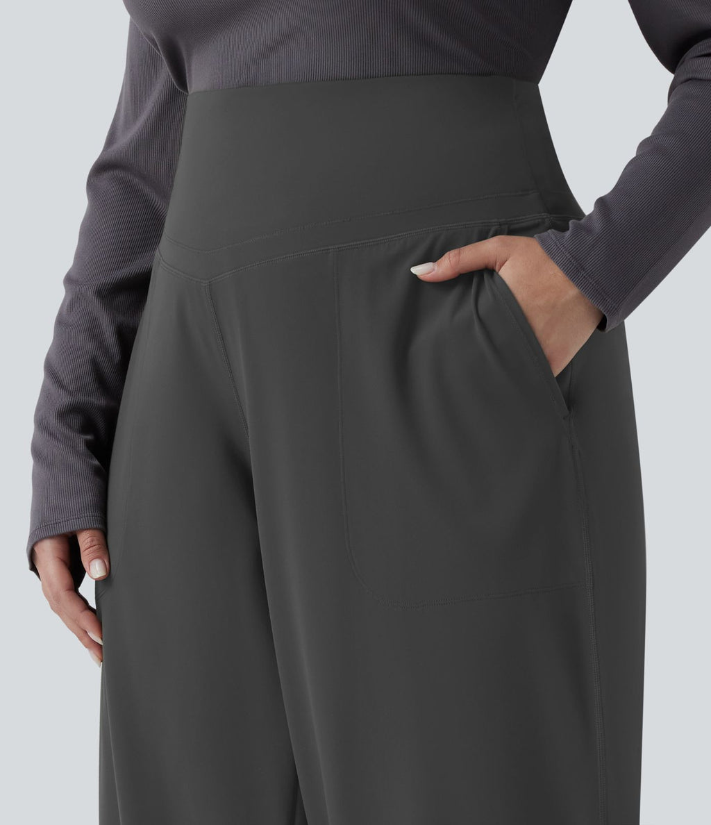 Pantalon de yoga grande taille jambes droites taille haute gainant Halara UltraSculpt™ avec poches