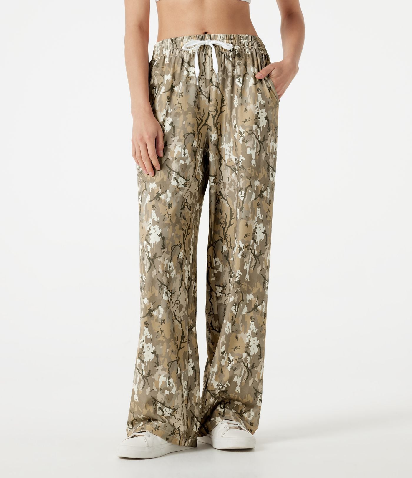 Pantalon de running baggy Halara UltraSculpt™ taille mi-haute imprimé camouflage avec cordon ajustable et poches
