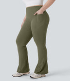 Pantalon de yoga à coupe bootcut gainant galbant taille haute grande taille avec effet scrunch et poches Halara UltraSculpt™