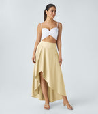 Jupe Longue Casual Breezeful™ Taille Haute à Volants 2en1 Fluide Sèchement Rapide Quotidien Maxi