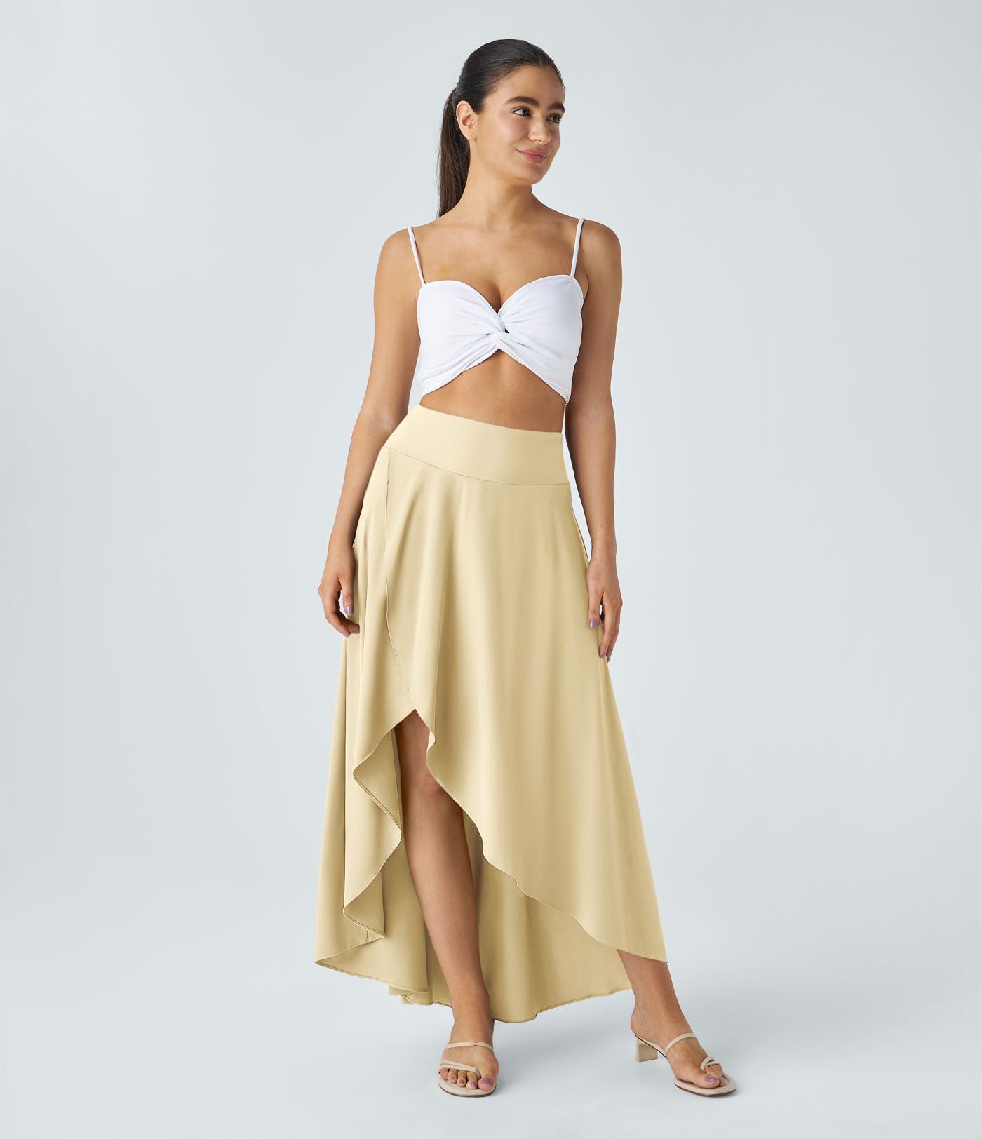 Jupe Longue Casual Breezeful™ Taille Haute à Volants 2en1 Fluide Sèchement Rapide Quotidien Maxi