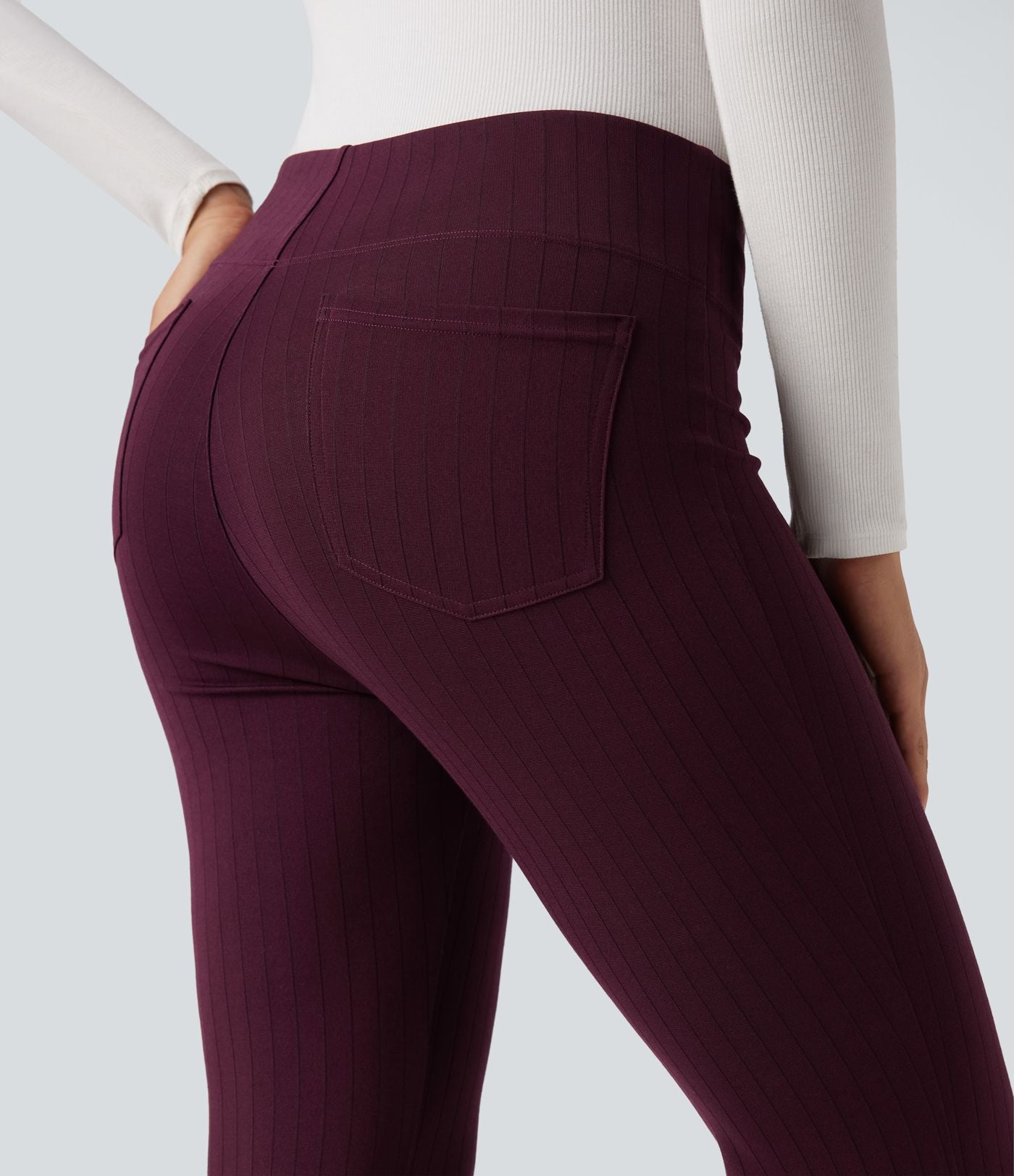 Halara Flex™ Pantalon tailleur évasé à rayures taille haute avec poches