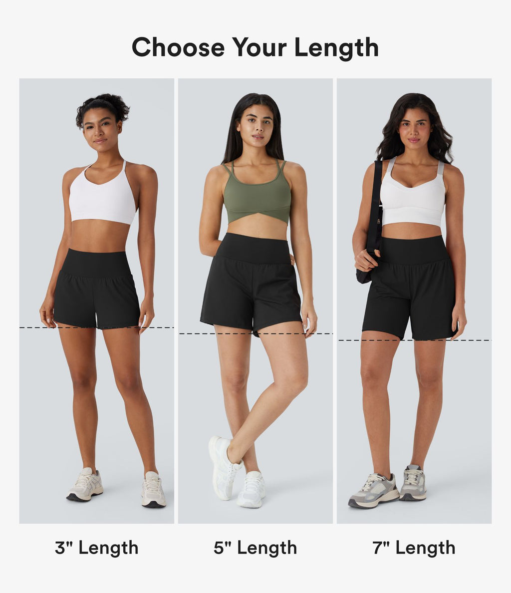 Short yoga 2-en-1 SoftlyZero™ Airy effet frais InstantCool taille très haute 12,5 cm avec poches, longueur allongée
