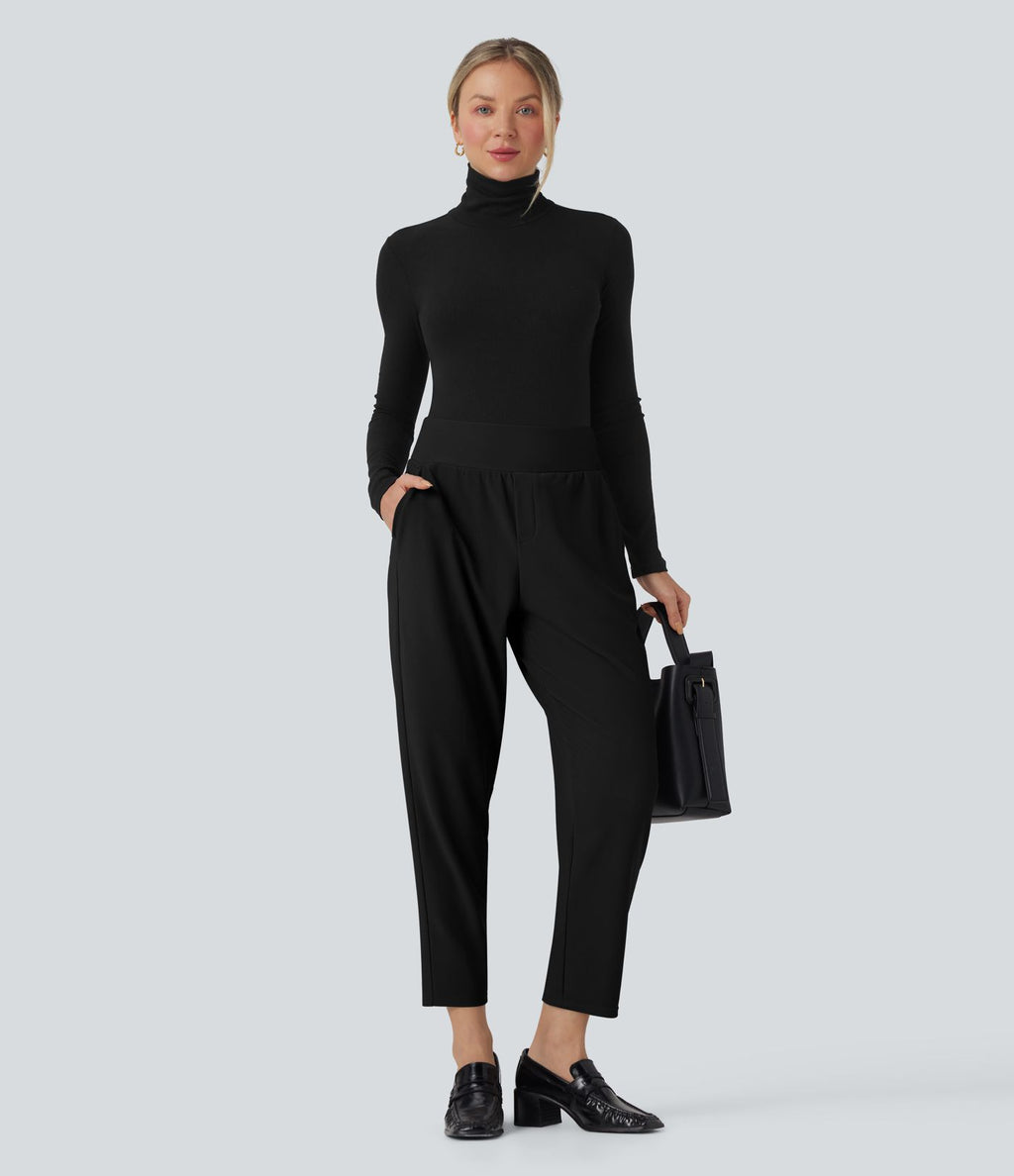 Pantalon tailleur fuselé Halara Flex™ taille mi-haute micro gaufré gainant avec poches