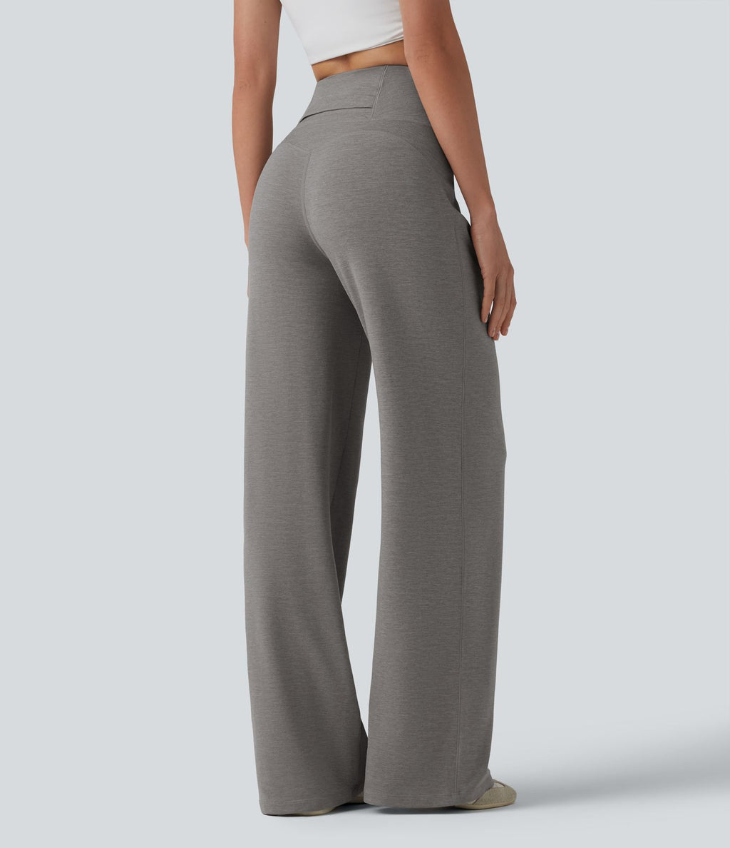 Pantalon droit taille haute ventre plat avec poche