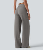 Pantalon droit taille haute ventre plat avec poche