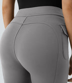 Pantalon cargo décontracté évasé taille haute avec poches à rabat latérales