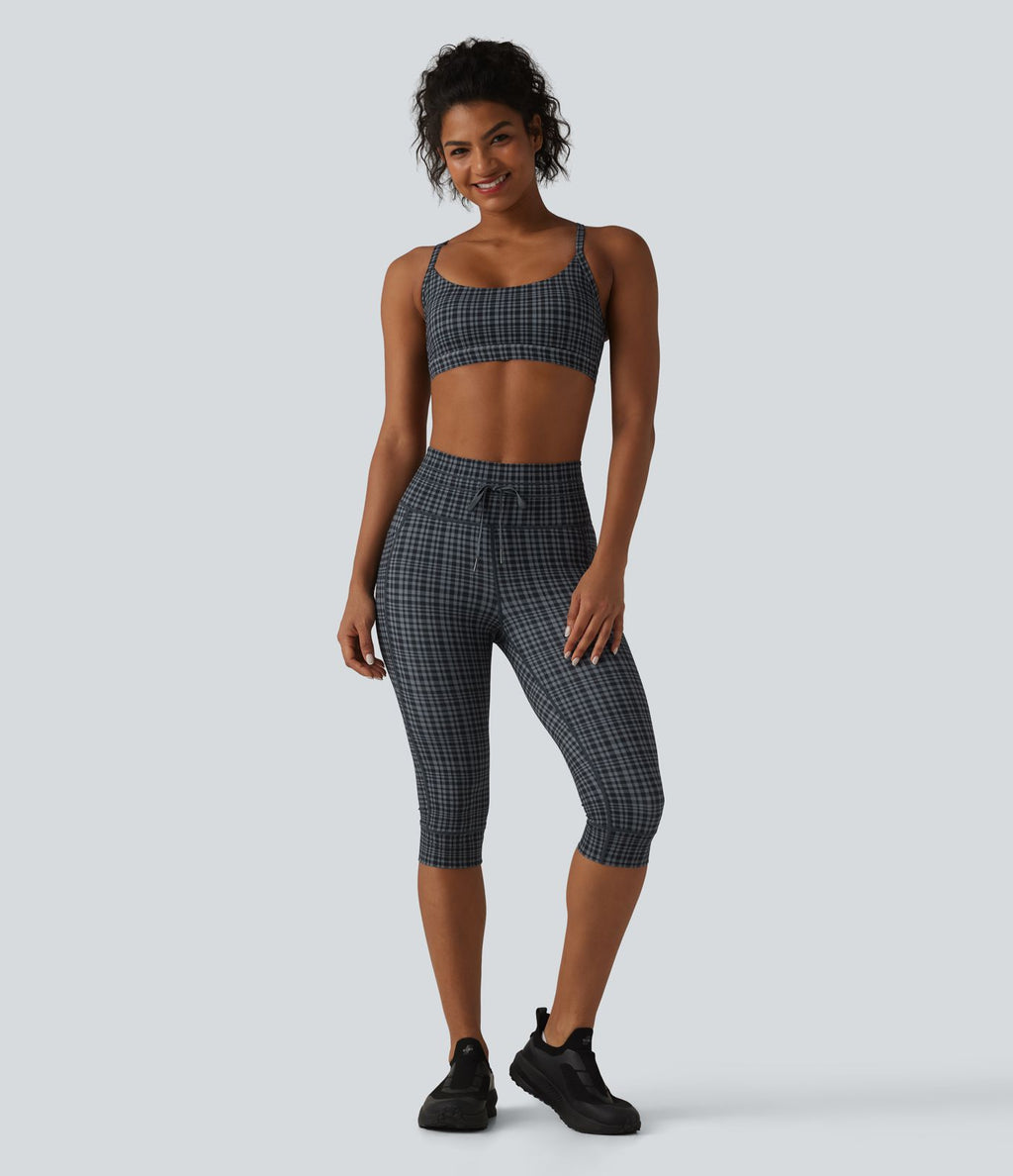 Legging de yoga Halara UltraSculpt™ à carreaux, taille haute, cordon de serrage et poches