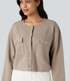 Cardigan col rond manches longues avec poches