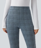 Halara Flex™ Pantalon skinny tailleur taille haute à motif pied-de-poule avec poches arrière