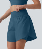 SoftlyZero™ QuickDry Short running 2-en-1 gainant taille haute à pois réfléchissants et ourlet croisé 17,5 cm avec poches