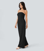 Combinaison bustier à jambes larges avec poches latérales et fermeture éclair invisible - Édition Easy Peasy - Pour mariages et cérémonies