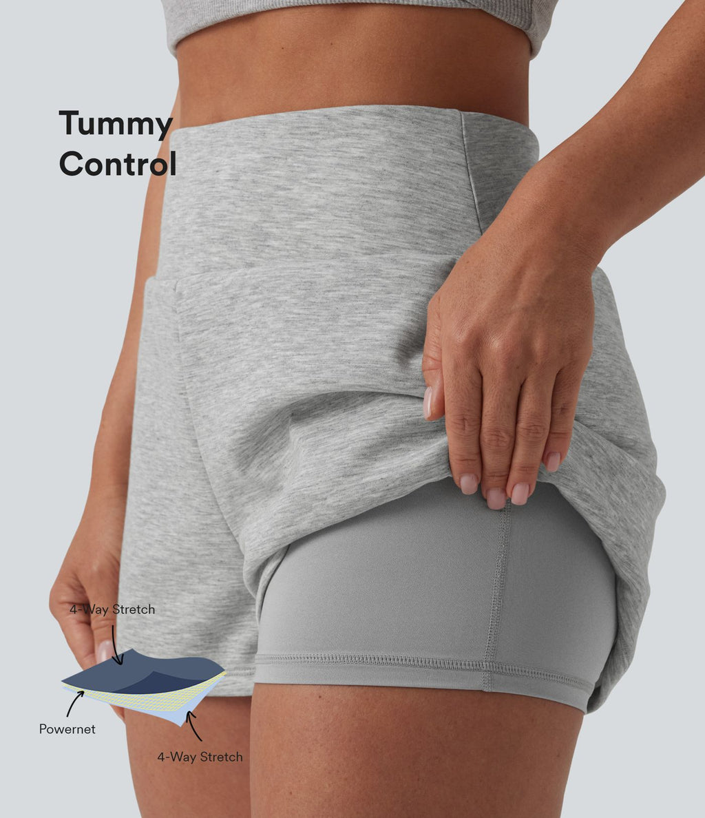 Short sweat décontracté 2 en 1 taille haute ventre plat 7,5 cm avec poches