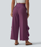 Pantalon large séchage rapide Breezeful™ taille haute à volants avec poches